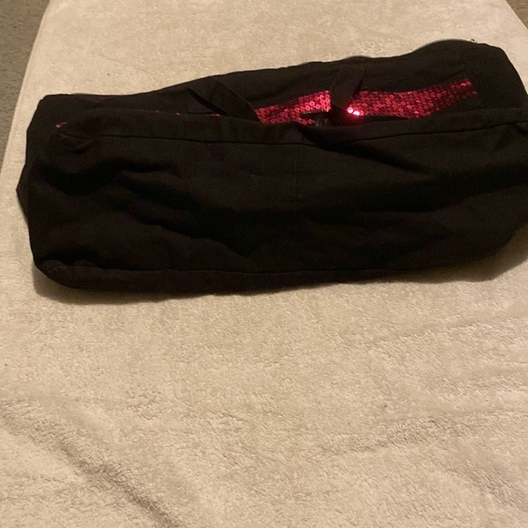 VICTORIA'S SECRET Extra Large Pink Sequins Logo ZIP Up Travel Beach TOTE BAG - Picture 5 of 5